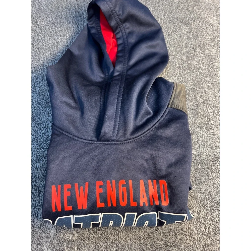 NFL Team Apparel New England Patriots Youth Large Hoodie Navy Grey Polyester